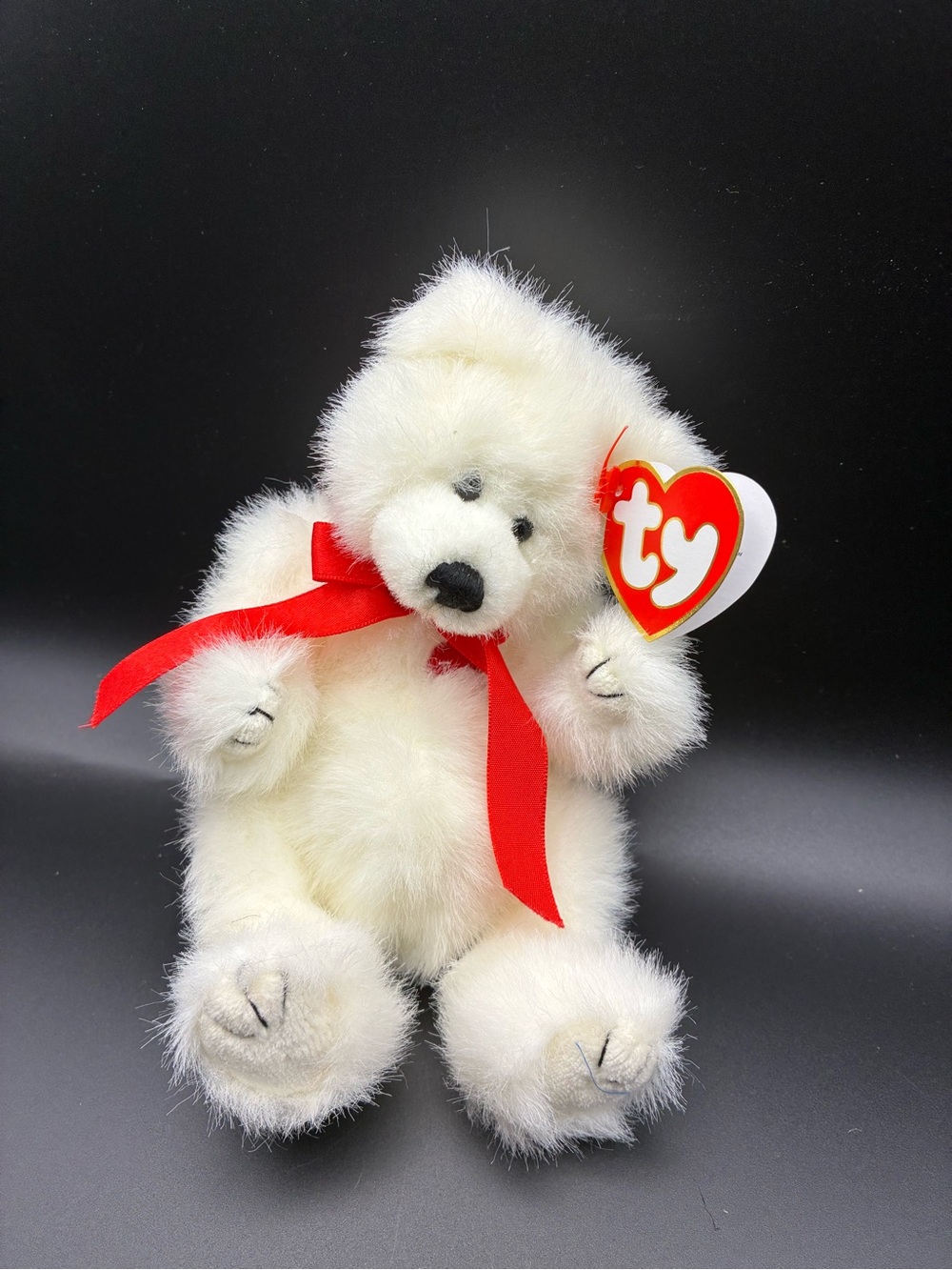 Amore -Ty White Plush Bear with Red Bow - Soft Kids Toy 🧸 I love ❤️ you